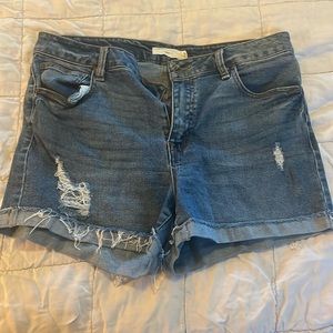 Denim raw hem shorts used